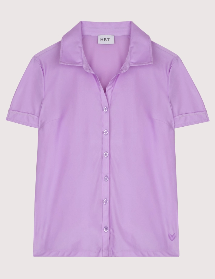 HBT BASICS | Silky LUNA Chemise Short Sleeves Violet Femme