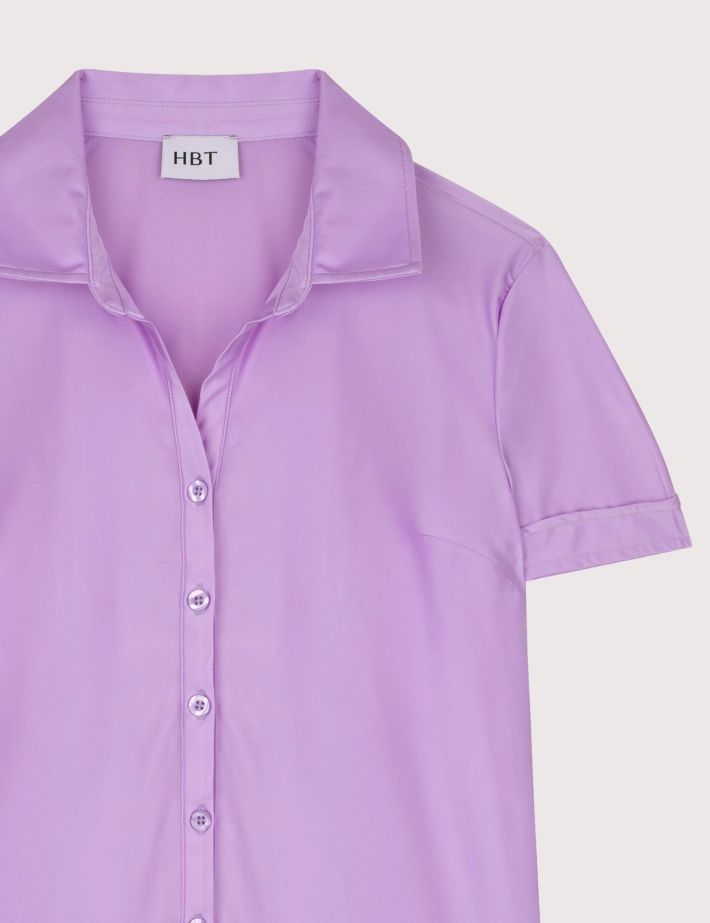 HBT BASICS | Silky LUNA Chemise Short Sleeves Violet Femme - 2