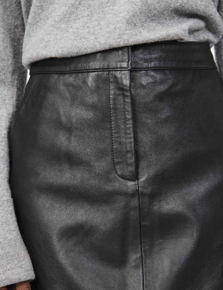 Y.A.S Jupe en Cuir Lyma Noir - 3