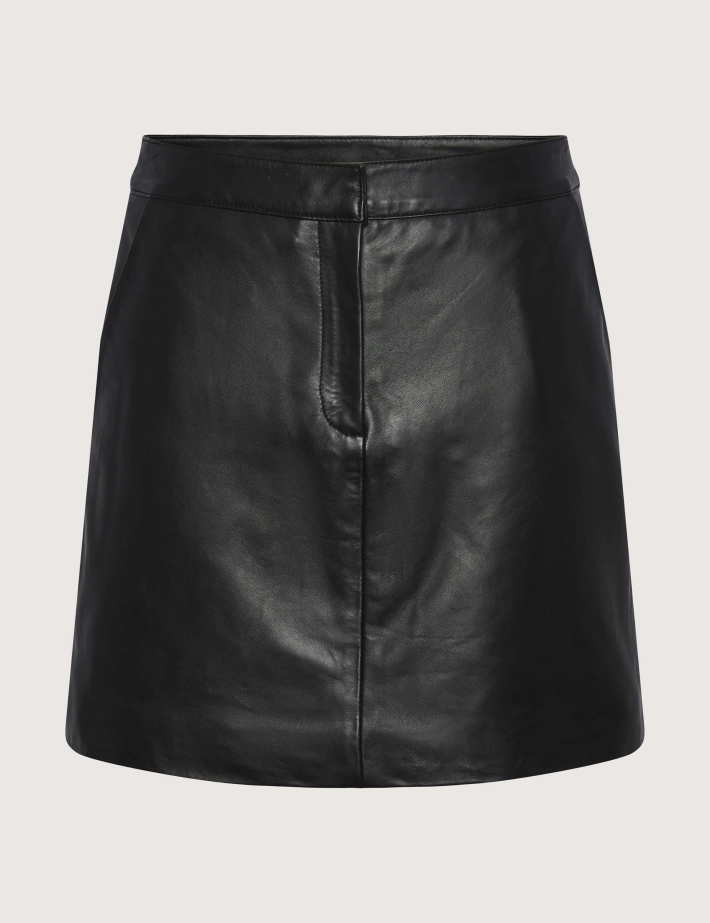 Y.A.S Jupe en Cuir Lyma Noir