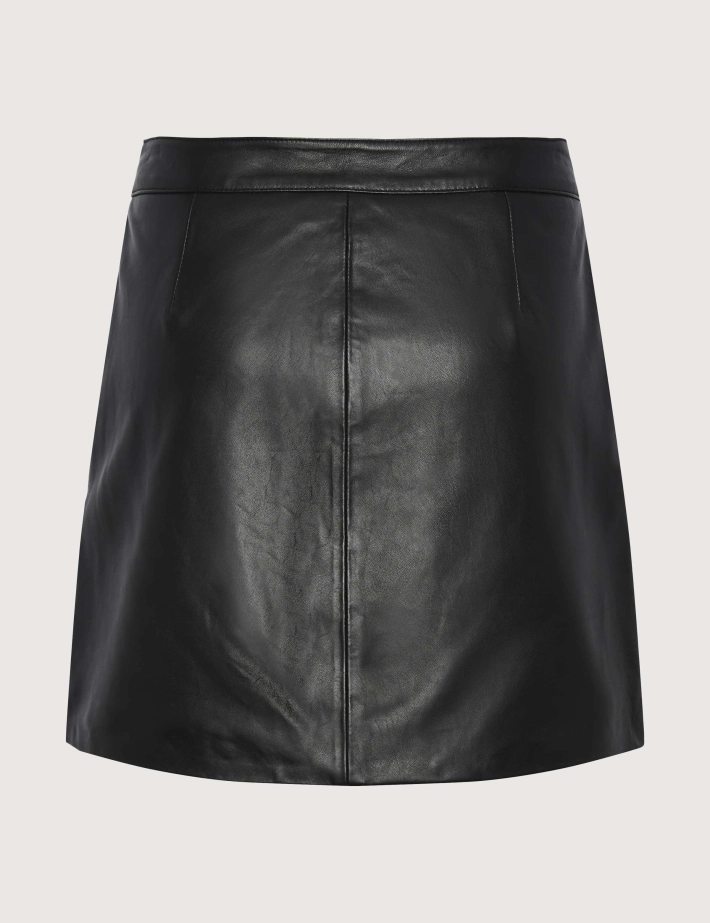 Y.A.S Jupe en Cuir Lyma Noir - 4