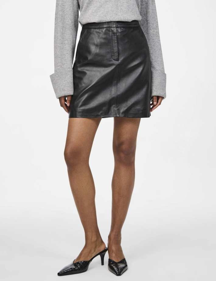 Y.A.S Jupe en Cuir Lyma Noir - 2