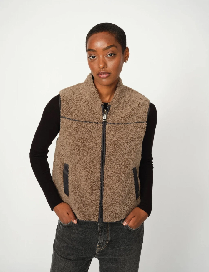 MOS MOSH Veste Sans Manches Femme Rowe Teddy Marron - 2
