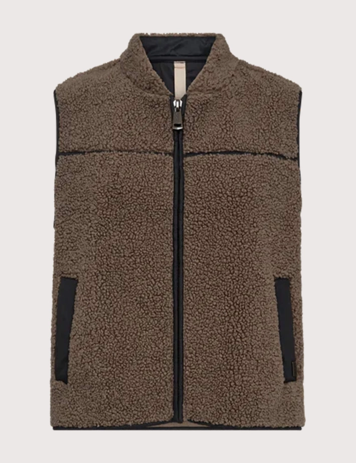 MOS MOSH Veste Sans Manches Femme Rowe Teddy Marron