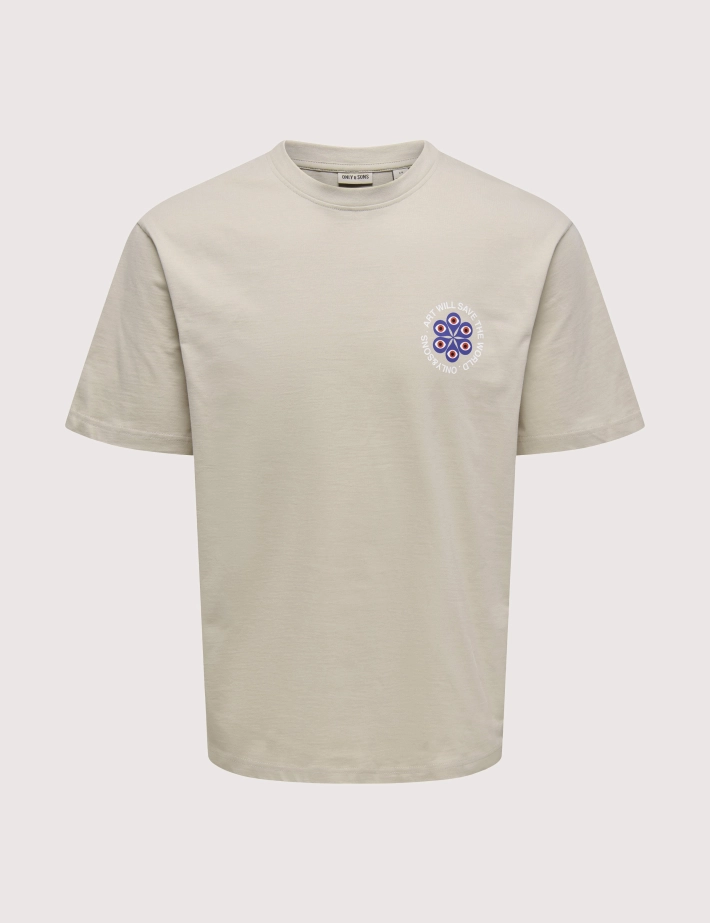 Only & Sons T-Shirt Homme Manches Courtes Fred Claude Gris Clair - 2