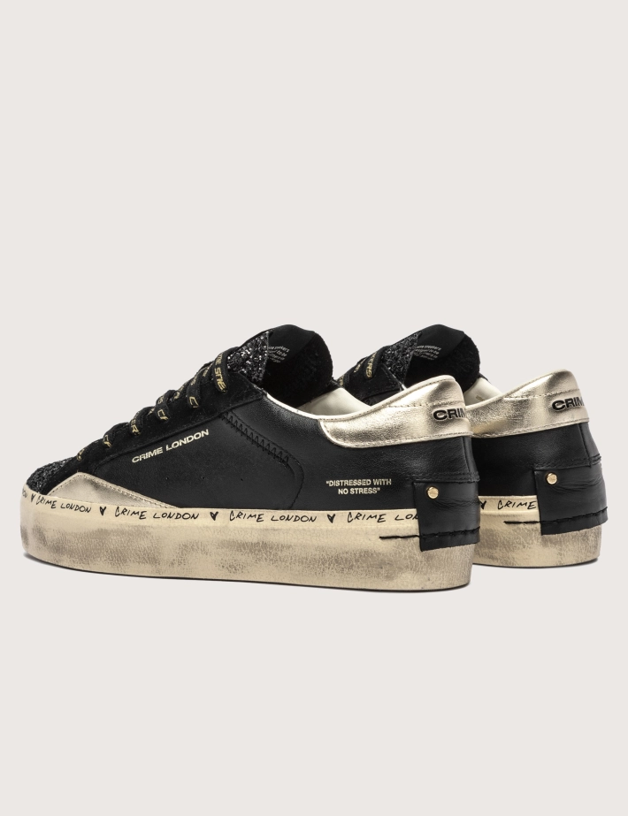 Crime London Baskets Femme Plateform Noir Doré - 4