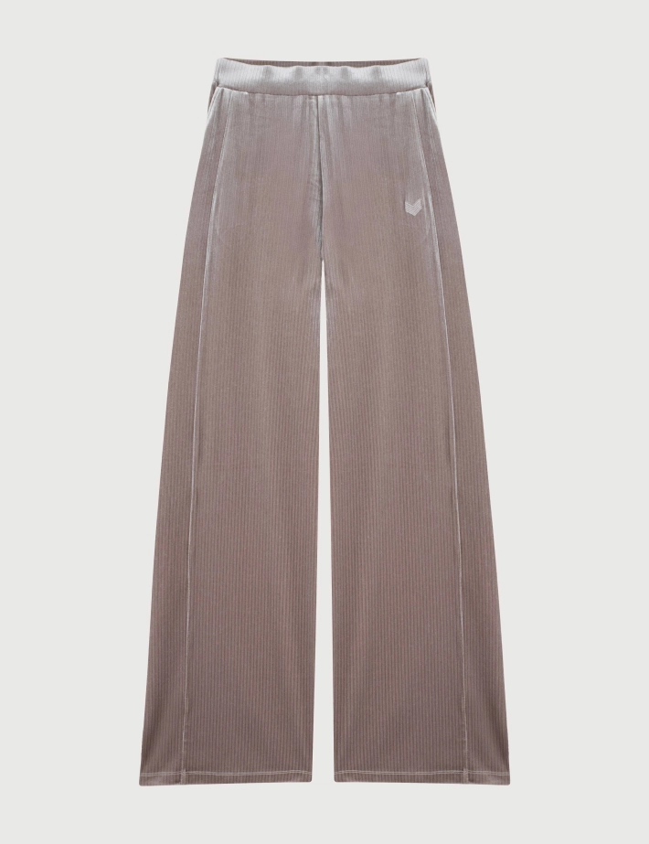 HBT Precieux Shiny Velvet | Chloe Pantalon Femme Taupe