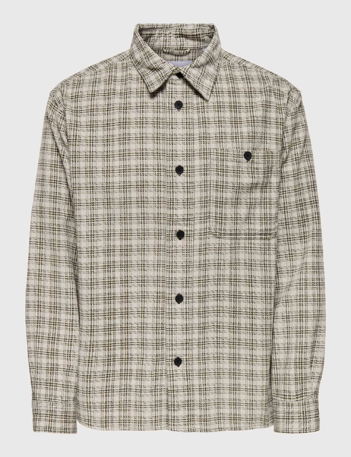 Only & Sons Surchemise Homme Waleed Corduroy Blanc Kaki
