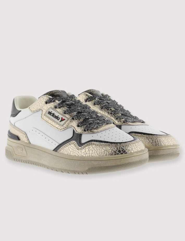 VICTORIA Baskets Basses Femme C80 Metal Blanc Doré - 2