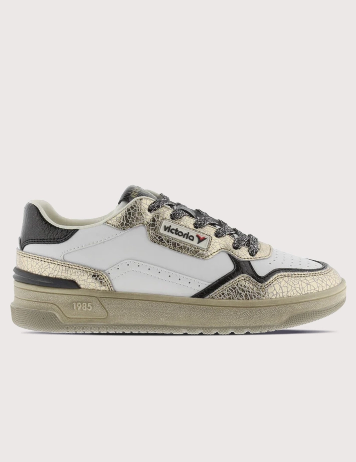 VICTORIA Baskets Basses Femme C80 Metal Blanc Doré