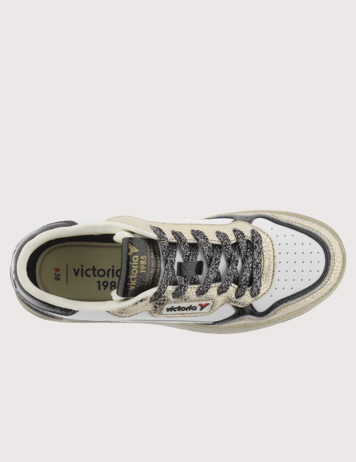 VICTORIA Baskets Basses Femme C80 Metal Blanc Doré - 4