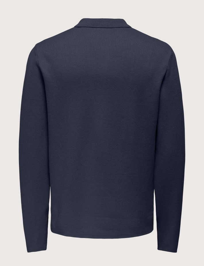 Only & Sons Polo Homme Manches Longues Cooper Bleu Marine - 2