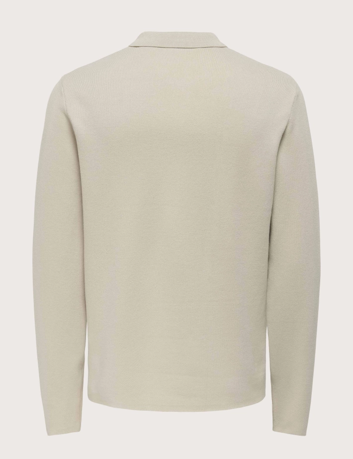 Only & Sons Polo Homme Manches Longues Cooper Gris Clair - 2