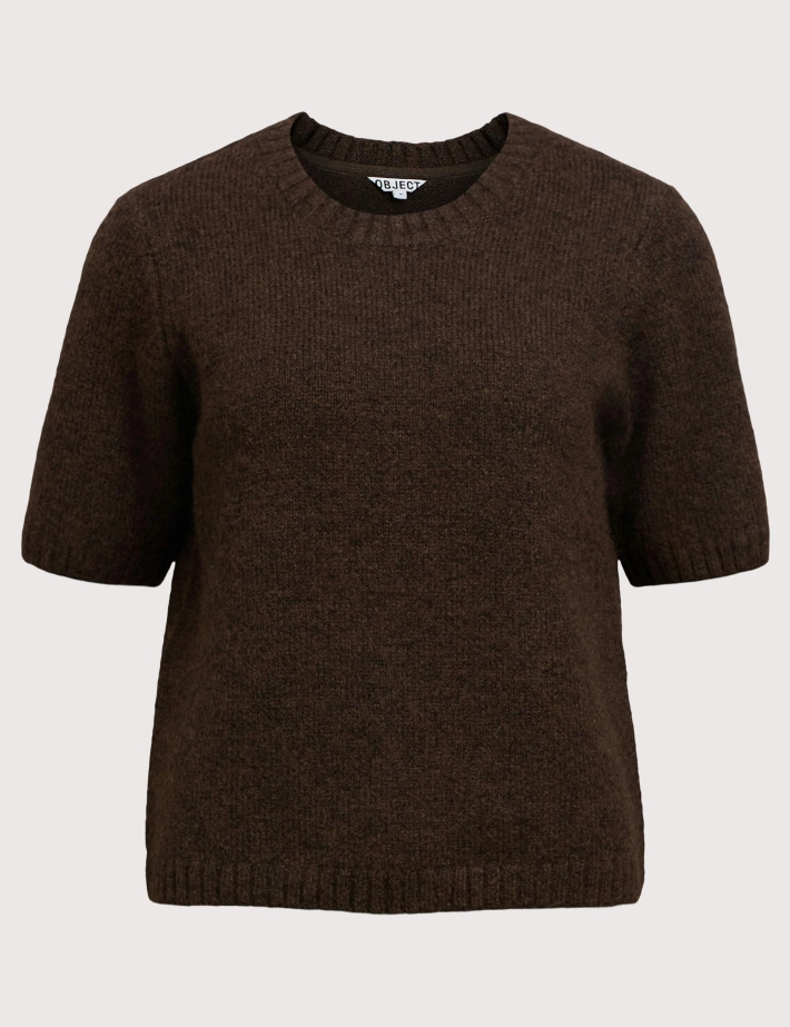 OBJECT Pull en Laine Manches Courtes Femme Saggia Marron