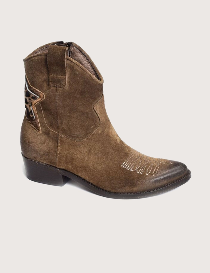 History 541 Bottines Santiags Basses Camoscio Daim K225 Marron