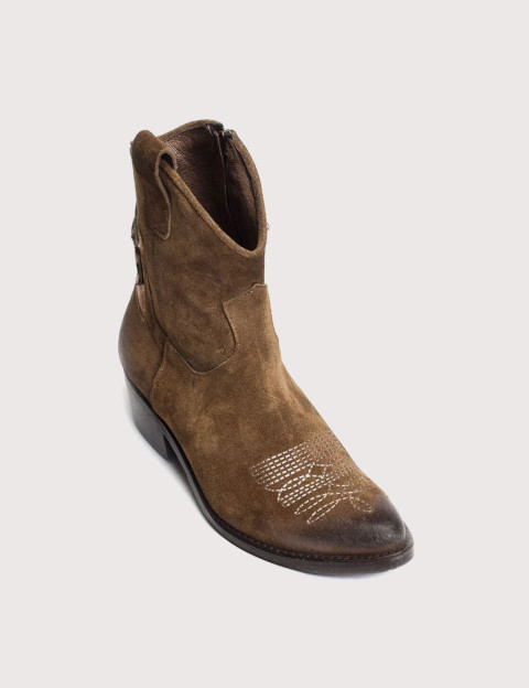 History 541 Bottines Santiags Basses Camoscio Daim K225 Marron - 2