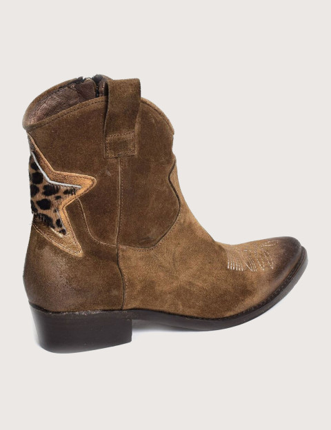 History 541 Bottines Santiags Basses Camoscio Daim K225 Marron - 3