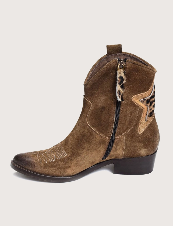History 541 Bottines Santiags Basses Camoscio Daim K225 Marron - 6