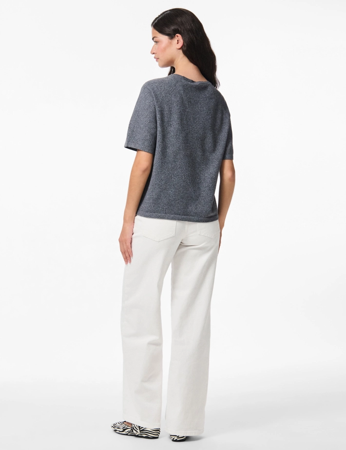 PIECES T-Shirt Manches Courtes Col Rond Bree Anthracite - 3