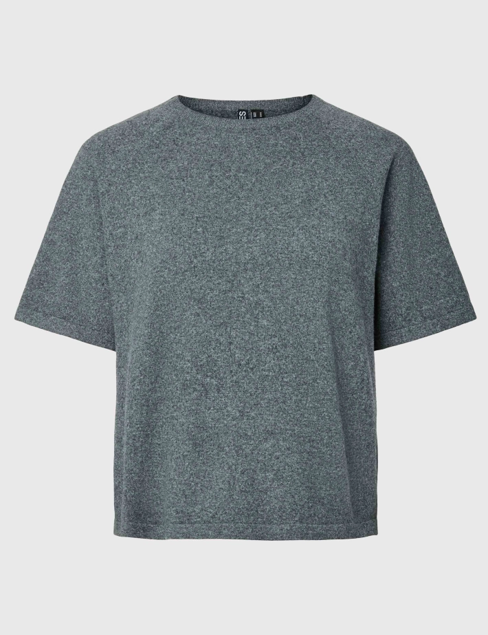 PIECES T-Shirt Manches Courtes Col Rond Bree Anthracite