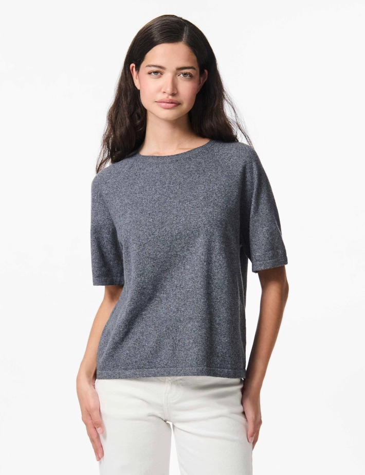 PIECES T-Shirt Manches Courtes Col Rond Bree Anthracite - 2