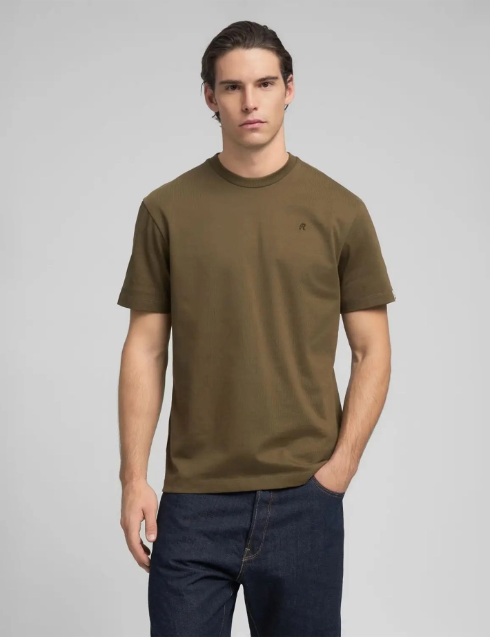 REPLAY T-Shirt Homme Manches Courtes Relaxed Vert Kaki