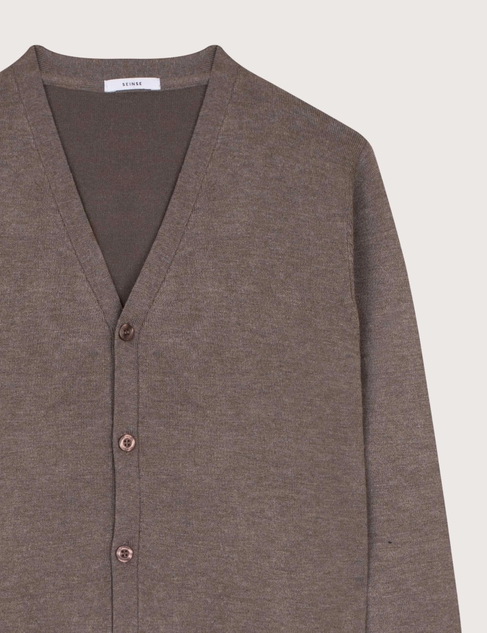 SSEINSE Cardigan Homme Col V Kaki Militaire - 2