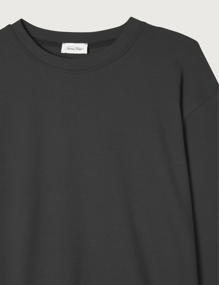 American Vintage T-shirt Ample Femme Manches Longues Ypawood Noir Carbone - 2
