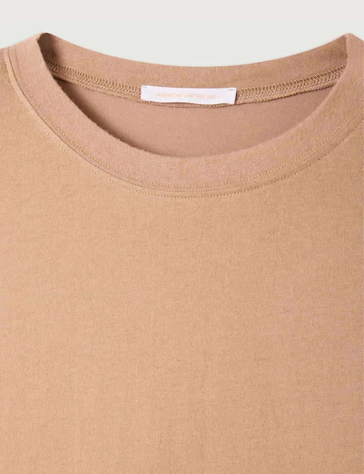 American Vintage T-shirt Ample Femme Manches Longues Ypawood Marron Chiné - 2