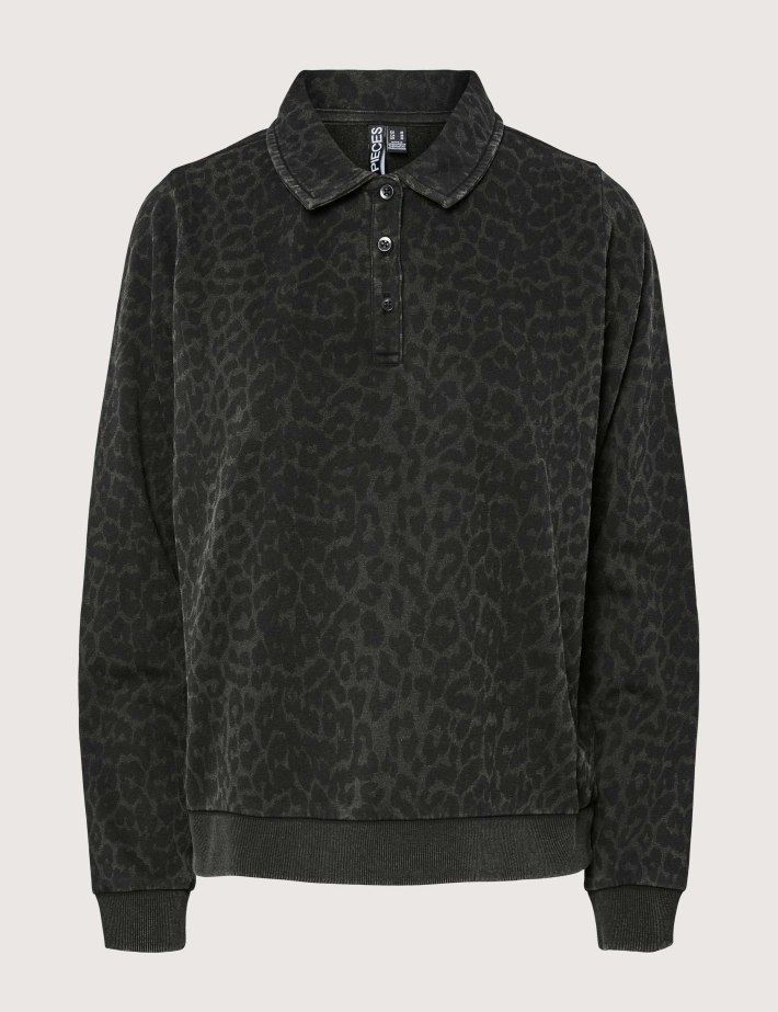 PIECES Polo Manches Longues Jackie Imprimé Léopard