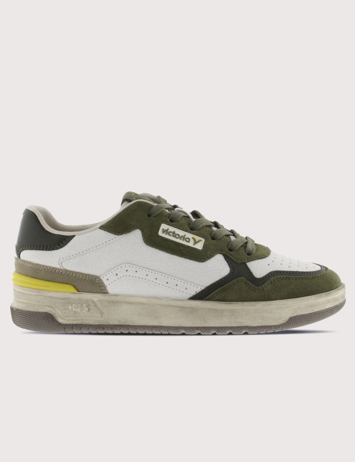 VICTORIA Baskets Basses Homme C80 Sport Mix Blanc Vert Kaki