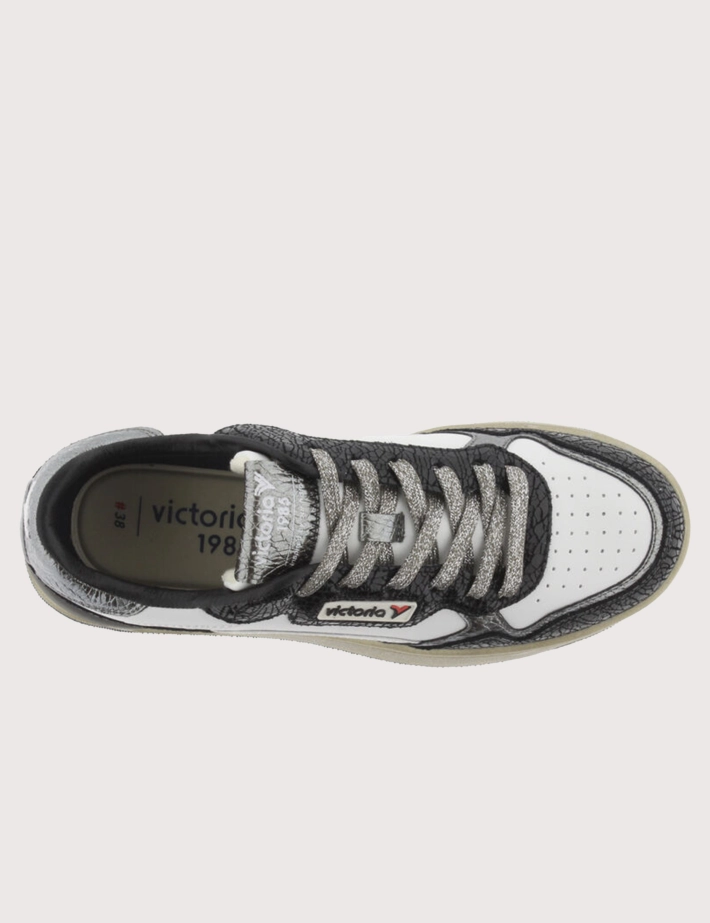 VICTORIA Baskets Basses Femme C80 Metal Blanc Noir - 3