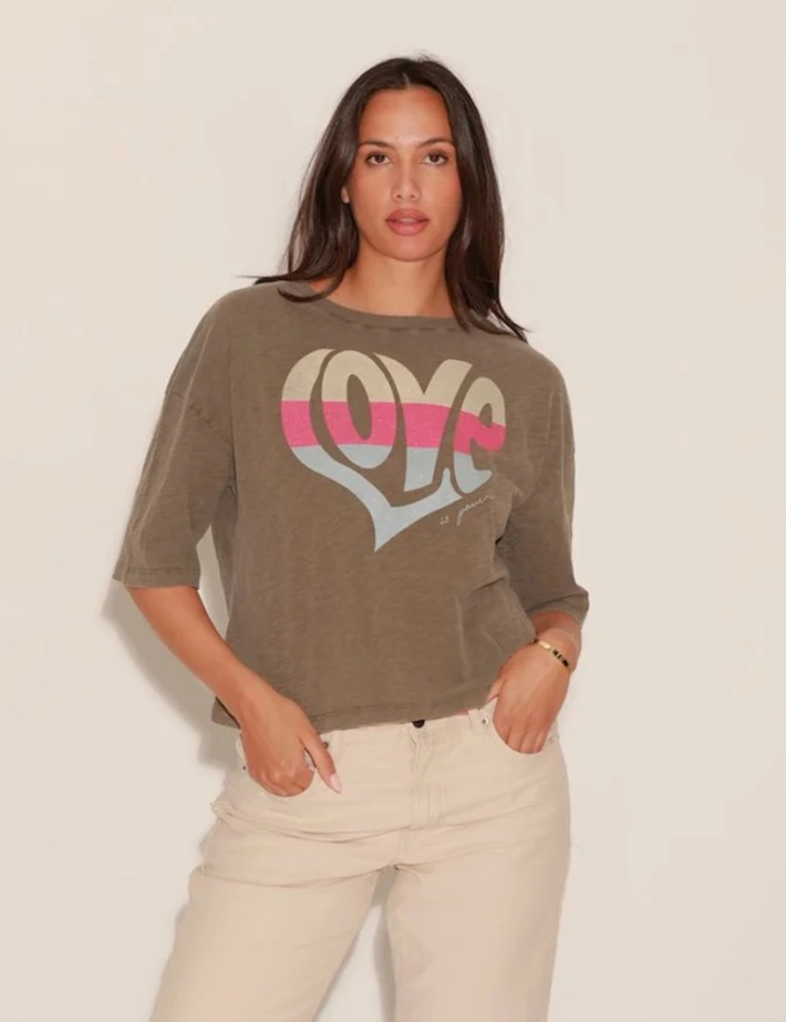 One Tee T-Shirt Femme Manches Courtes Anna Marron