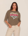 One Tee T-Shirt Femme Manches Courtes Anna Marron