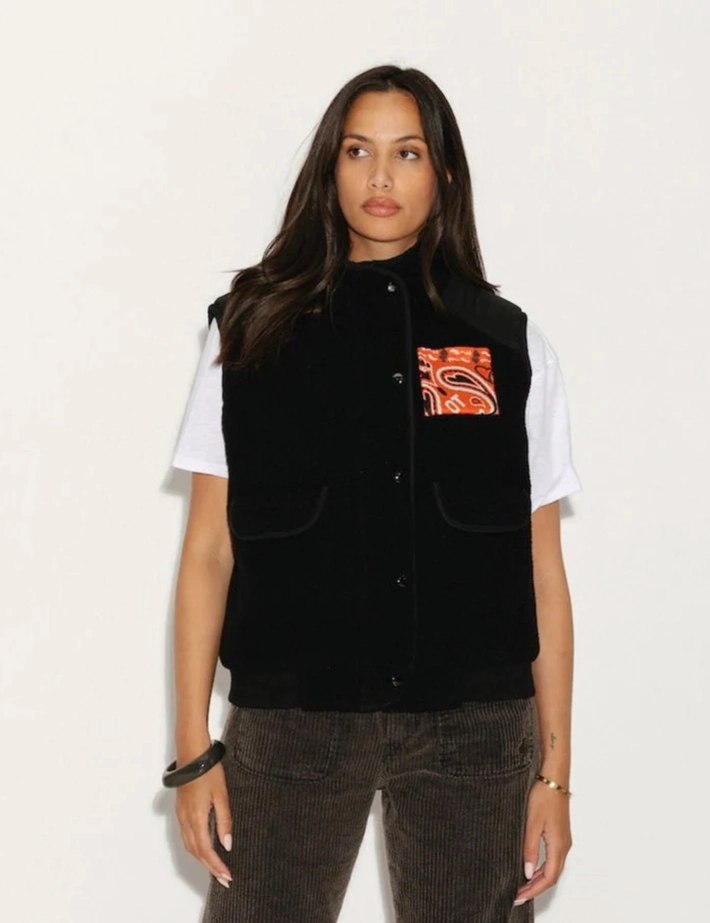 One Tee Gilet Femme Sans Manches Sherpa Erika Noir