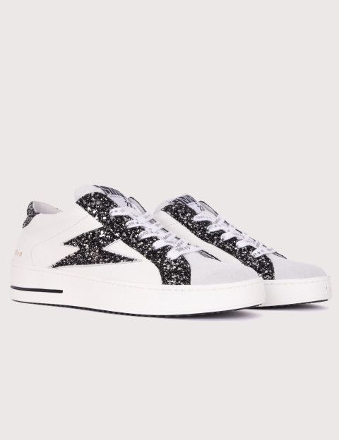 SEMERDJIAN Baskets Maya Basses Glitter Noir Cuir Blanc 10279