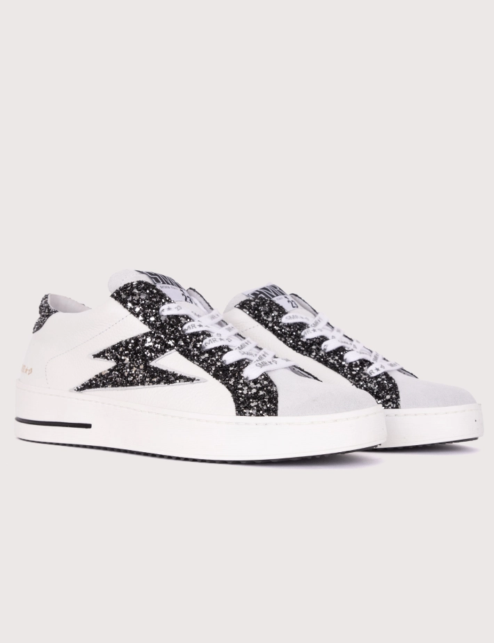 SEMERDJIAN Baskets Maya Basses Glitter Noir Cuir Blanc 10279