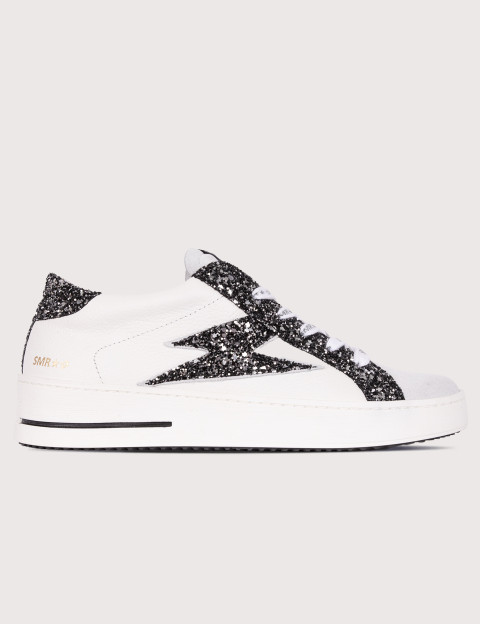 SEMERDJIAN Baskets Maya Basses Glitter Noir Cuir Blanc 10279 - 2