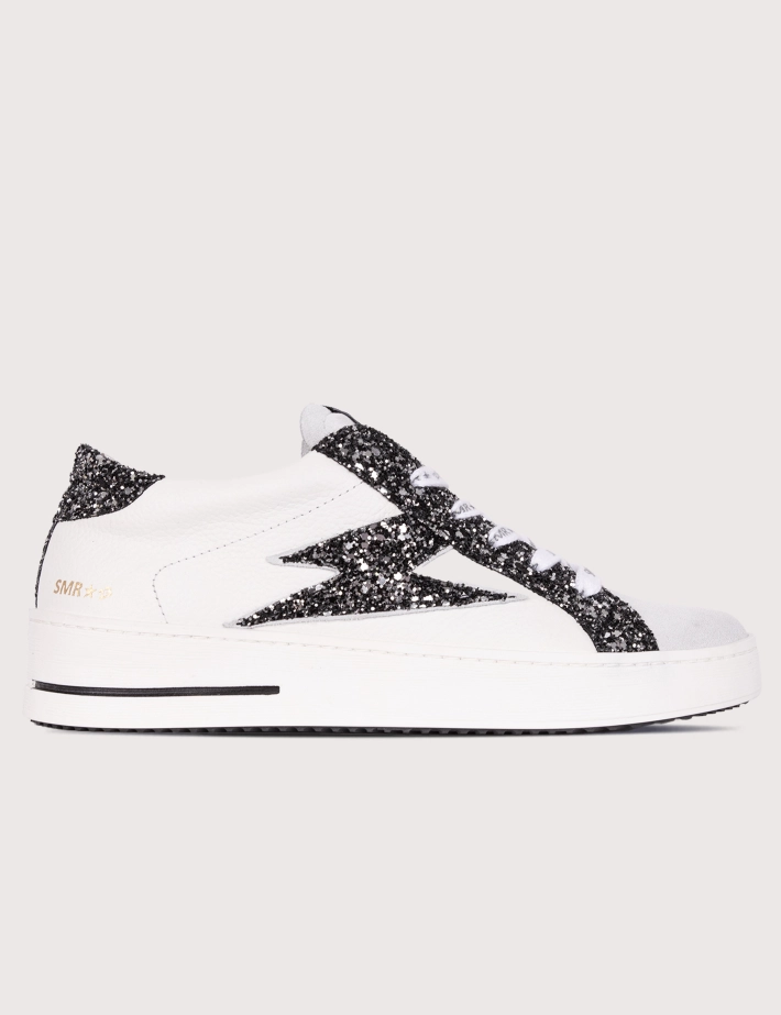 SEMERDJIAN Baskets Maya Basses Glitter Noir Cuir Blanc 10279 - 2