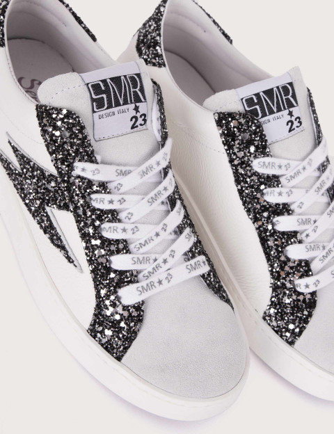 SEMERDJIAN Baskets Maya Basses Glitter Noir Cuir Blanc 10279 - 3