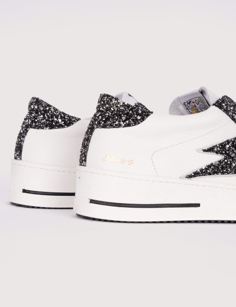 SEMERDJIAN Baskets Maya Basses Glitter Noir Cuir Blanc 10279 - 4