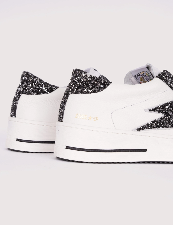 SEMERDJIAN Baskets Maya Basses Glitter Noir Cuir Blanc 10279 - 4