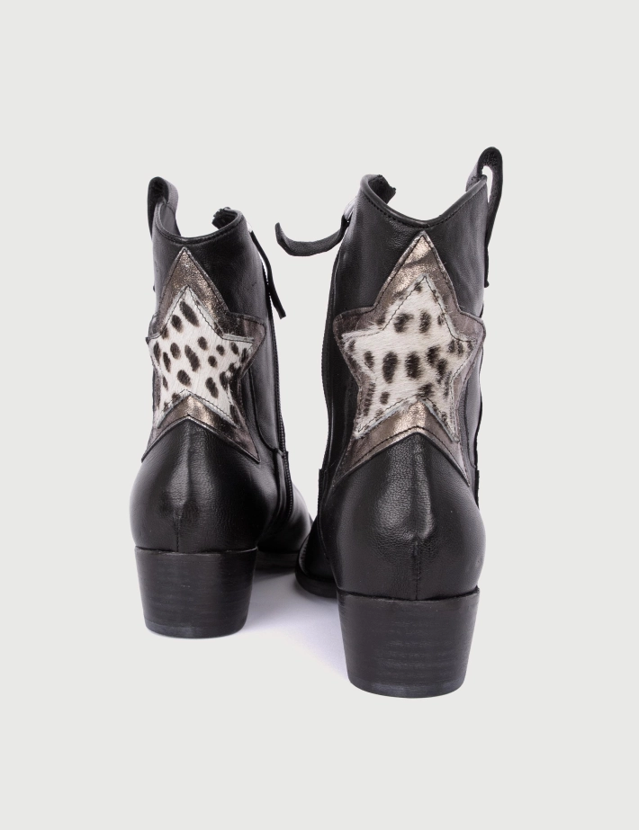History 541 Bottines Santiags Basses Missouri Cuir K225 Noir