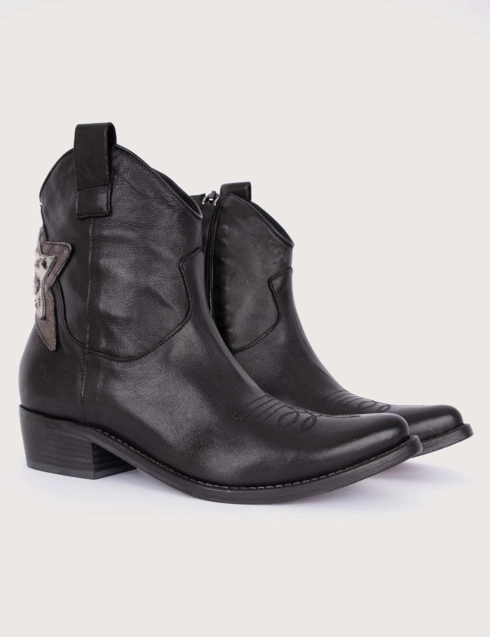 History 541 Bottines Santiags Basses Missouri Cuir K225 Noir - 3