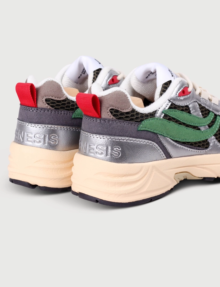 Genesis Baskets Femme G-Eco Contra Mesh Argent Kaki - 2