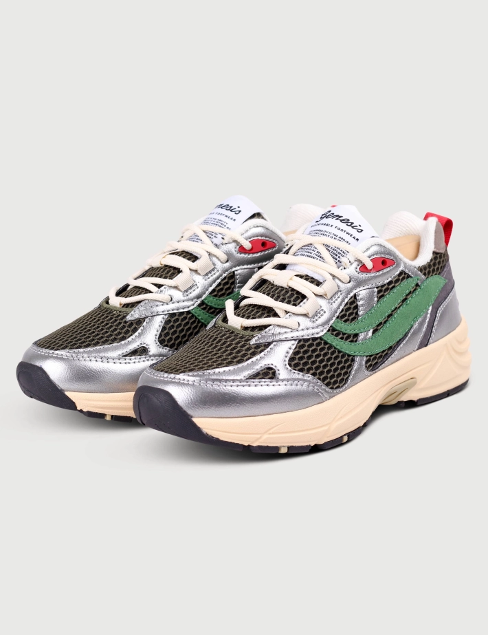 Genesis Baskets Femme G-Eco Contra Mesh Argent Kaki - 5