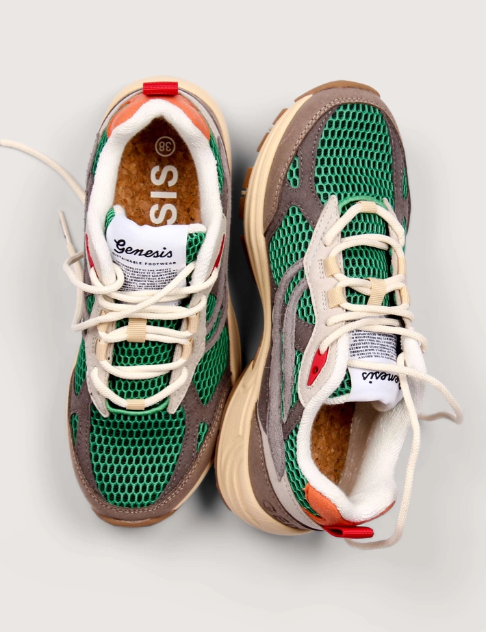 Genesis Baskets Femme G-Eco Contra Mesh Gris Vert - 3