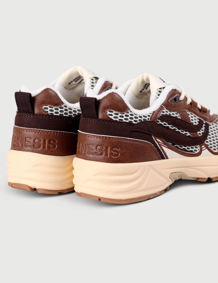 Genesis Baskets Femme G-Eco 2 Tones Mesh Marron Blanc - 4