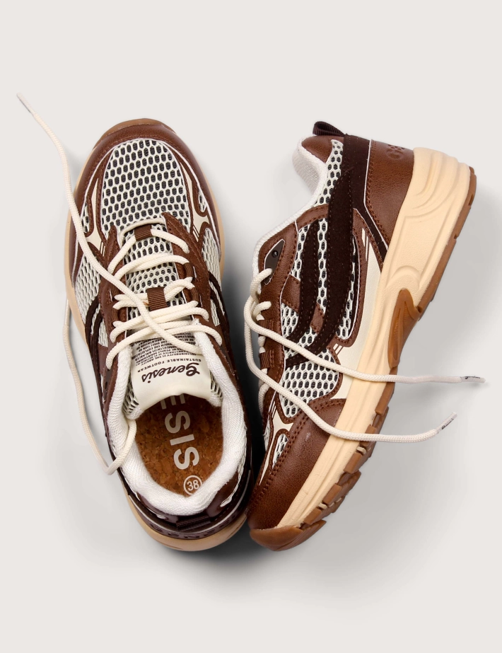 Genesis Baskets Femme G-Eco 2 Tones Mesh Marron Blanc - 3