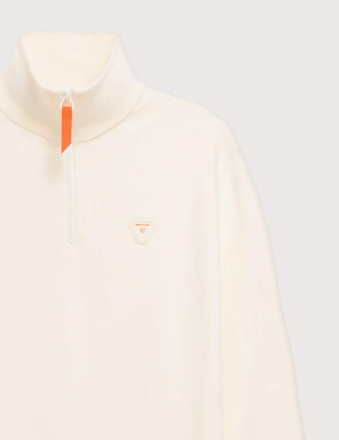 GERTRUDE Pull Homme Lewis Patch Col Camionneur Zip Crème - 2